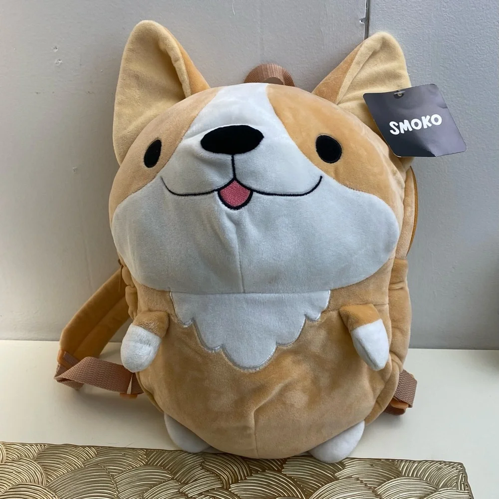 Smoko Plushie Cute Corgi Dog Backpack for Pet Lovers NWT